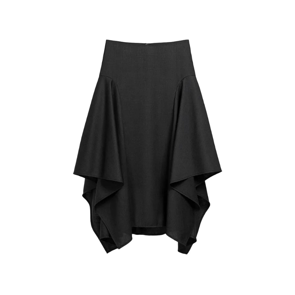 Asymmetrischer Drapierrock aus Wollmischung, Midi – Produktbild 1