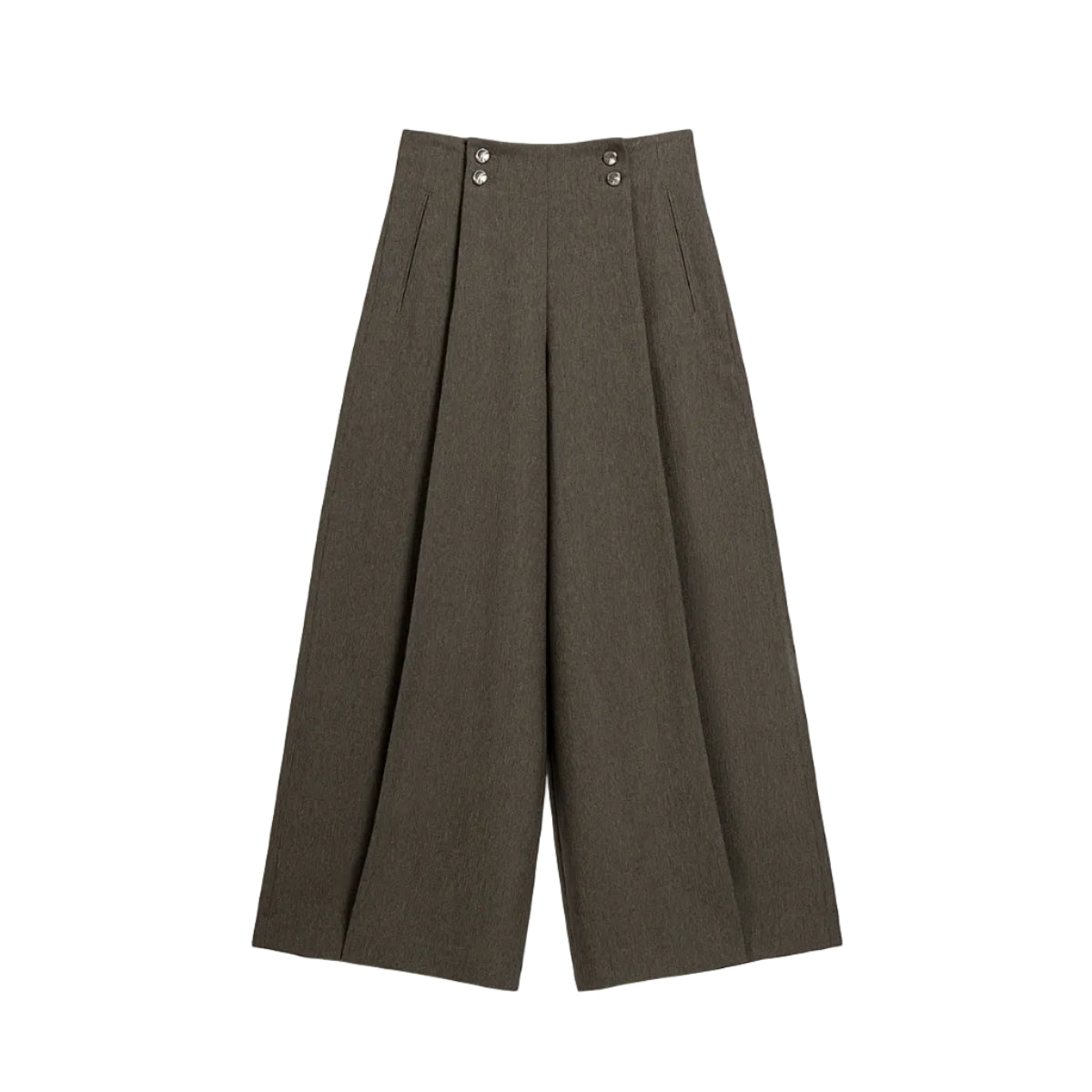 Baggy Damenhose mit hoher Taille und Bundfalten aus Fischgrät – Produktbild 1